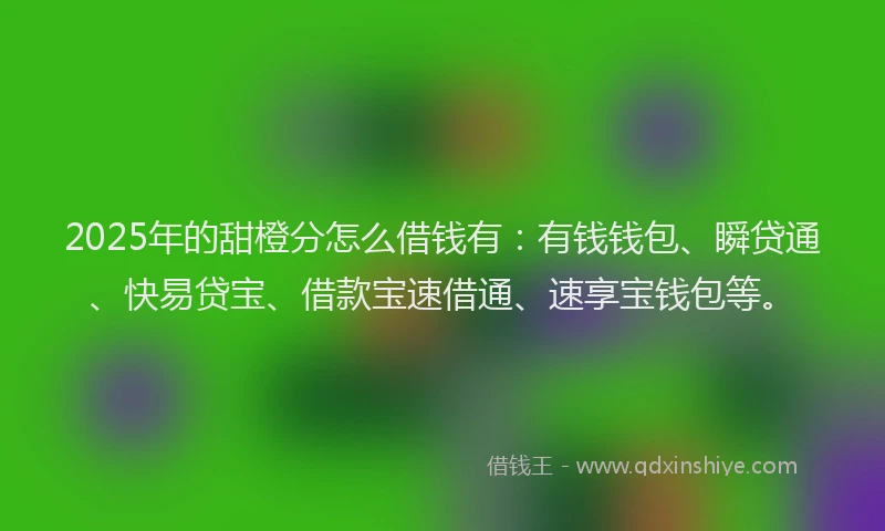 2025年的甜橙分怎么借钱有：有钱钱包、瞬贷通、快易贷宝、借款宝速借通、速享宝钱包等。