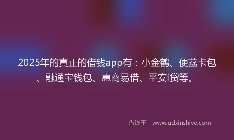 2025年的真正的借钱app有：小金鹤、便荔卡包、融通宝钱包、惠商易借、平安i贷等。