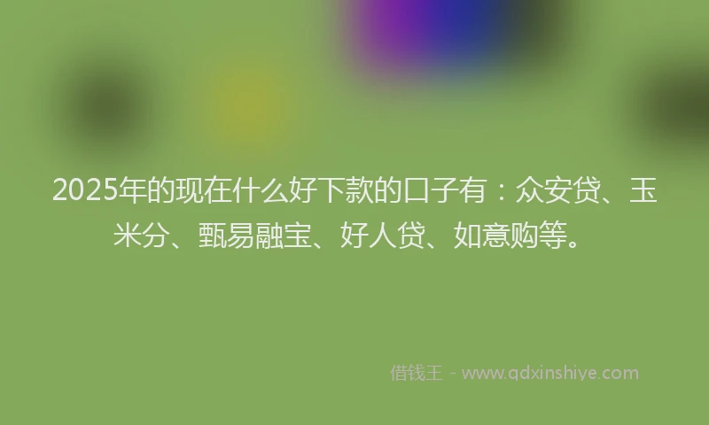 2025年的现在什么好下款的口子有：众安贷、玉米分、甄易融宝、好人贷、如意购等。