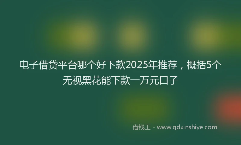 电子借贷平台哪个好下款2025年推荐，概括5个无视黑花能下款一万元口子