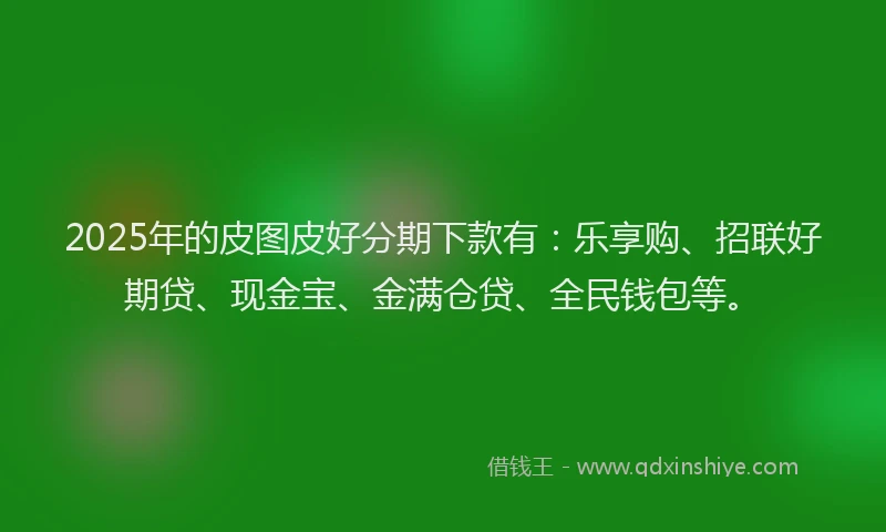 2025年的皮图皮好分期下款有：乐享购、招联好期贷、现金宝、金满仓贷、全民钱包等。