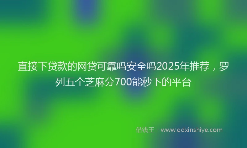 直接下贷款的网贷可靠吗安全吗2025年推荐，罗列五个芝麻分700能秒下的平台