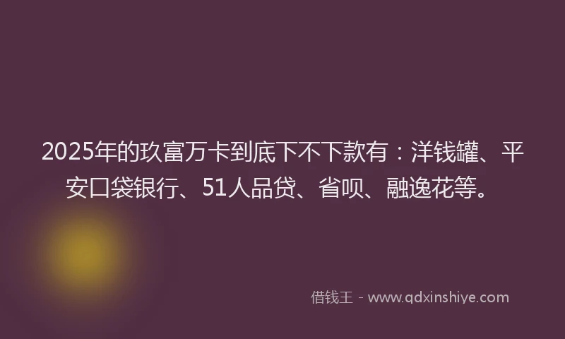 2025年的玖富万卡到底下不下款有：洋钱罐、平安口袋银行、51人品贷、省呗、融逸花等。
