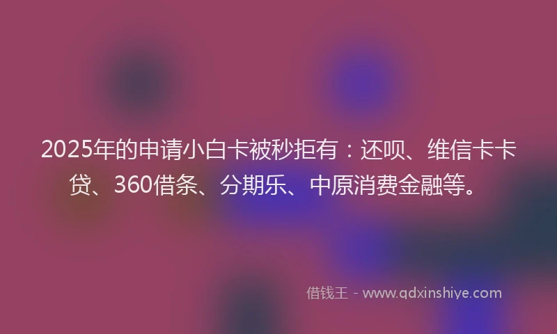 2025年的申请小白卡被秒拒有：还呗、维信卡卡贷、360借条、分期乐、中原消费金融等。
