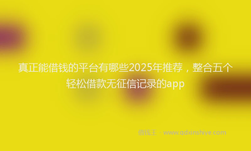 真正能借钱的平台有哪些2025年推荐，整合五个轻松借款无征信记录的app
