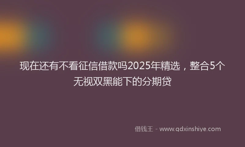 现在还有不看征信借款吗2025年精选，整合5个无视双黑能下的分期贷