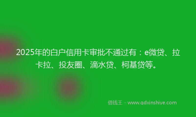 2025年的白户信用卡审批不通过有：e微贷、拉卡拉、投友圈、滴水贷、柯基贷等。