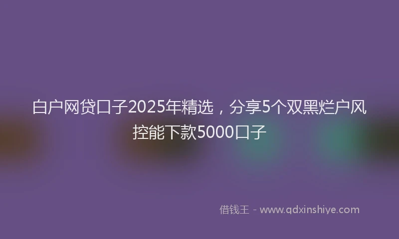 白户网贷口子2025年精选，分享5个双黑烂户风控能下款5000口子