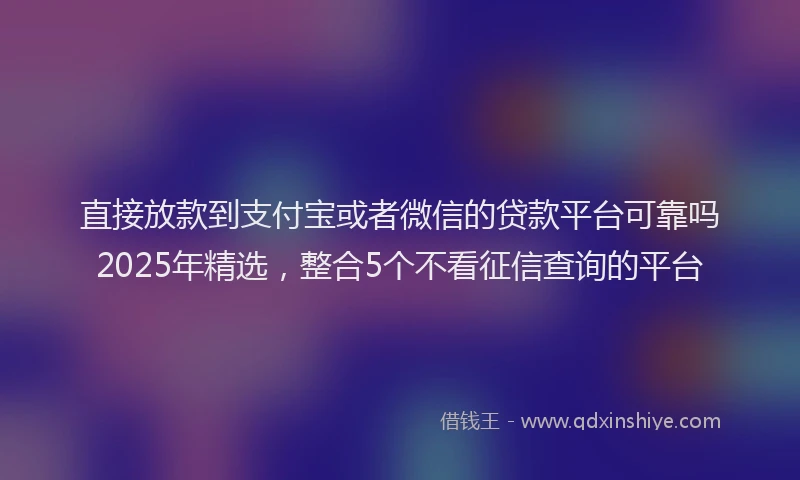 直接放款到支付宝或者微信的贷款平台可靠吗2025年精选，整合5个不看征信查询的平台