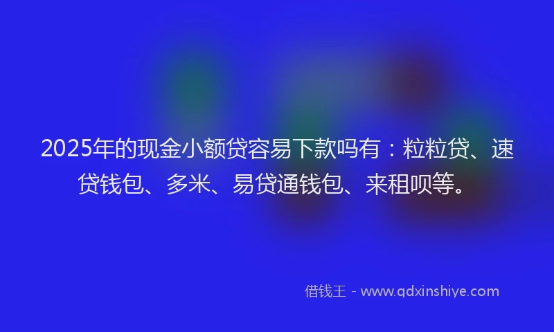 2025年的现金小额贷容易下款吗有：粒粒贷、速贷钱包、多米、易贷通钱包、来租呗等。