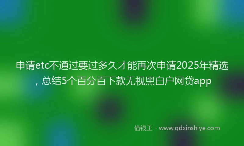 申请etc不通过要过多久才能再次申请2025年精选，总结5个百分百下款无视黑白户网贷app