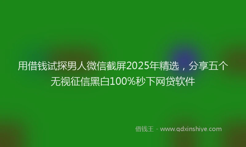 用借钱试探男人微信截屏2025年精选，分享五个无视征信黑白100%秒下网贷软件