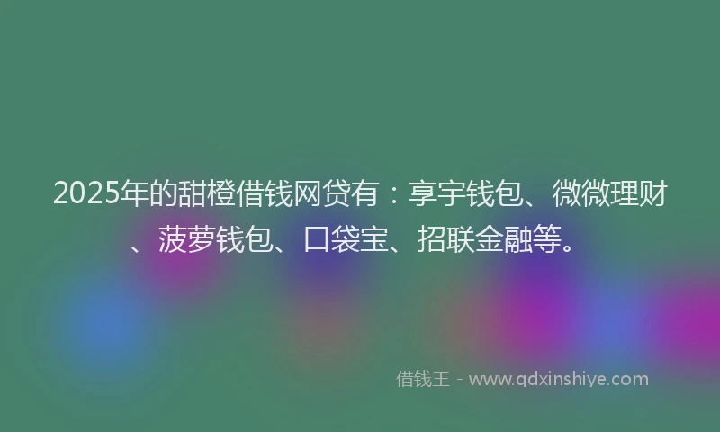 2025年的甜橙借钱网贷有：享宇钱包、微微理财、菠萝钱包、口袋宝、招联金融等。