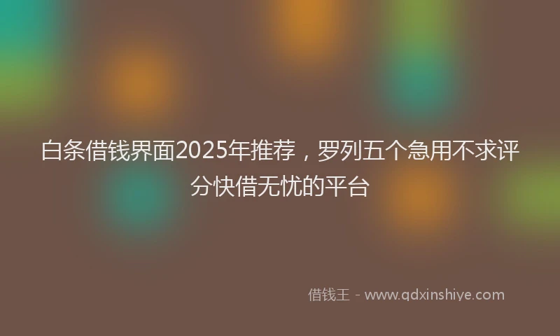 白条借钱界面2025年推荐，罗列五个急用不求评分快借无忧的平台