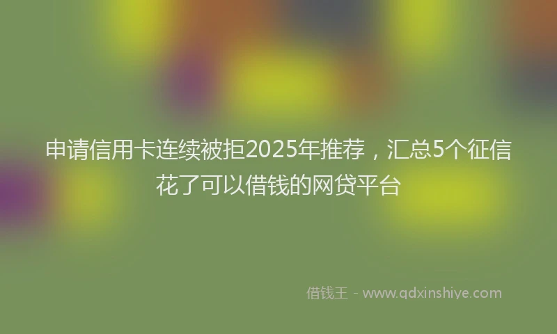 申请信用卡连续被拒2025年推荐，汇总5个征信花了可以借钱的网贷平台