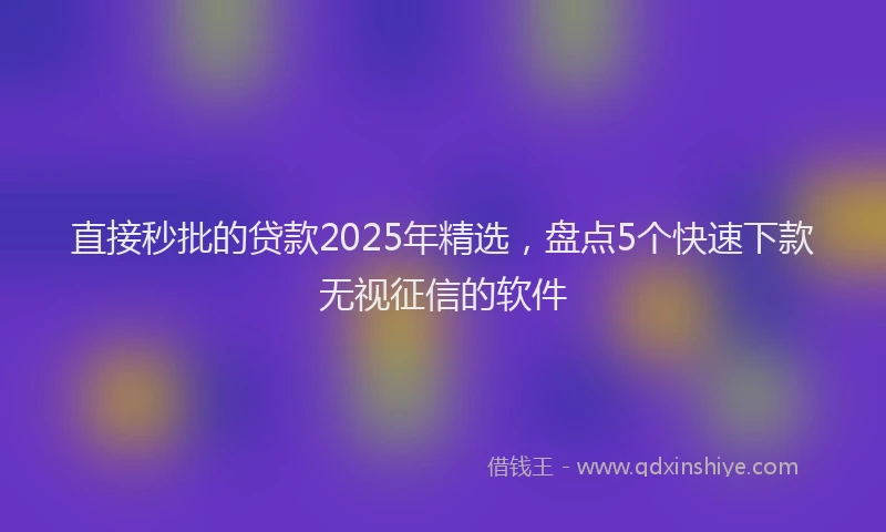 直接秒批的贷款2025年精选，盘点5个快速下款无视征信的软件
