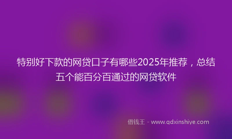 特别好下款的网贷口子有哪些2025年推荐，总结五个能百分百通过的网贷软件