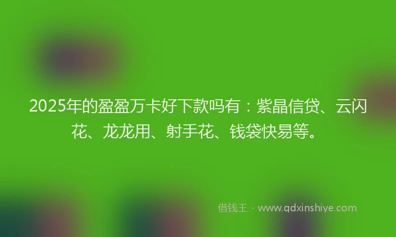 2025年的盈盈万卡好下款吗有：紫晶信贷、云闪花、龙龙用、射手花、钱袋快易等。