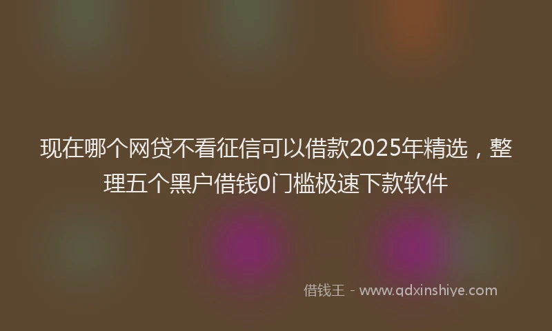 现在哪个网贷不看征信可以借款2025年精选，整理五个黑户借钱0门槛极速下款软件