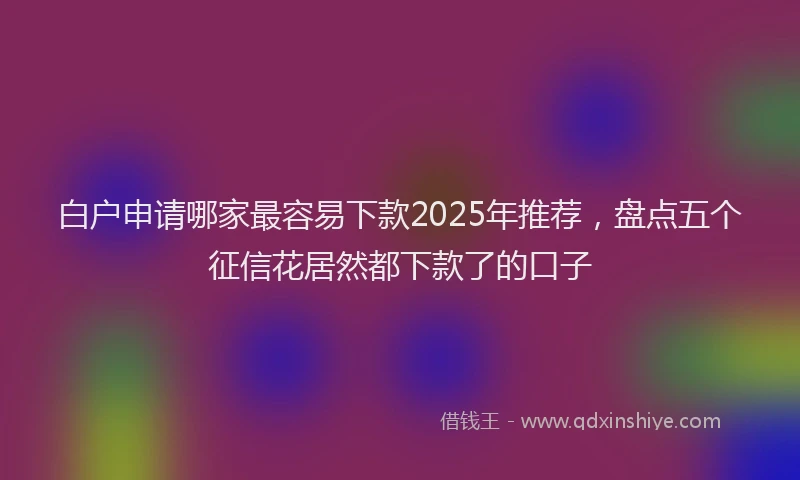 白户申请哪家最容易下款2025年推荐，盘点五个征信花居然都下款了的口子