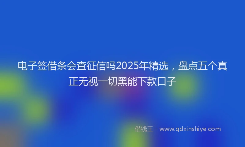 电子签借条会查征信吗2025年精选，盘点五个真正无视一切黑能下款口子