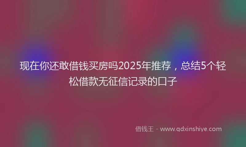 现在你还敢借钱买房吗2025年推荐，总结5个轻松借款无征信记录的口子