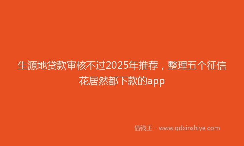 生源地贷款审核不过2025年推荐，整理五个征信花居然都下款的app