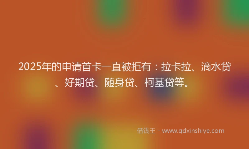 2025年的申请首卡一直被拒有：拉卡拉、滴水贷、好期贷、随身贷、柯基贷等。