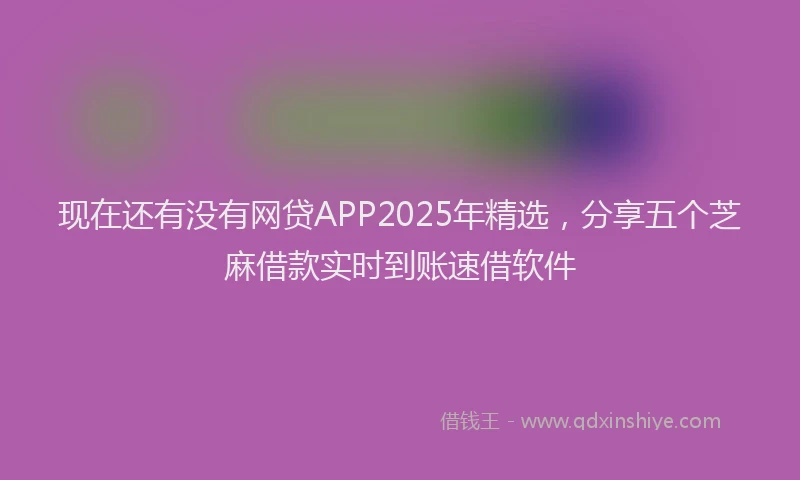 现在还有没有网贷APP2025年精选，分享五个芝麻借款实时到账速借软件