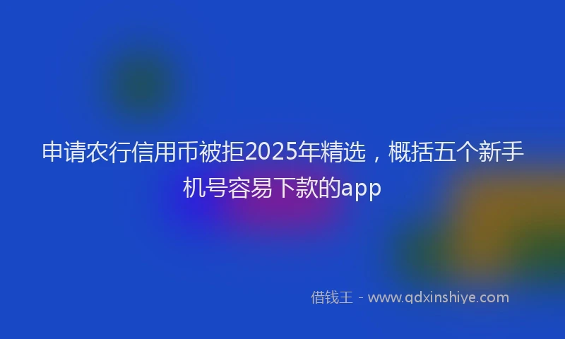 申请农行信用币被拒2025年精选，概括五个新手机号容易下款的app