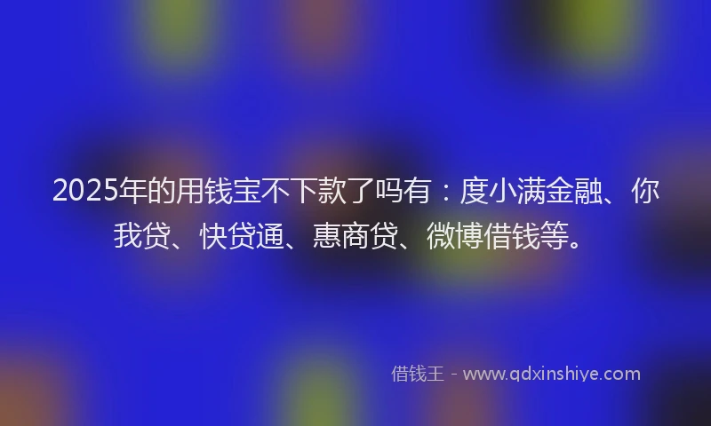 2025年的用钱宝不下款了吗有：度小满金融、你我贷、快贷通、惠商贷、微博借钱等。