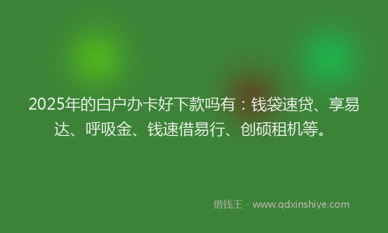 2025年的白户办卡好下款吗有：钱袋速贷、享易达、呼吸金、钱速借易行、创硕租机等。