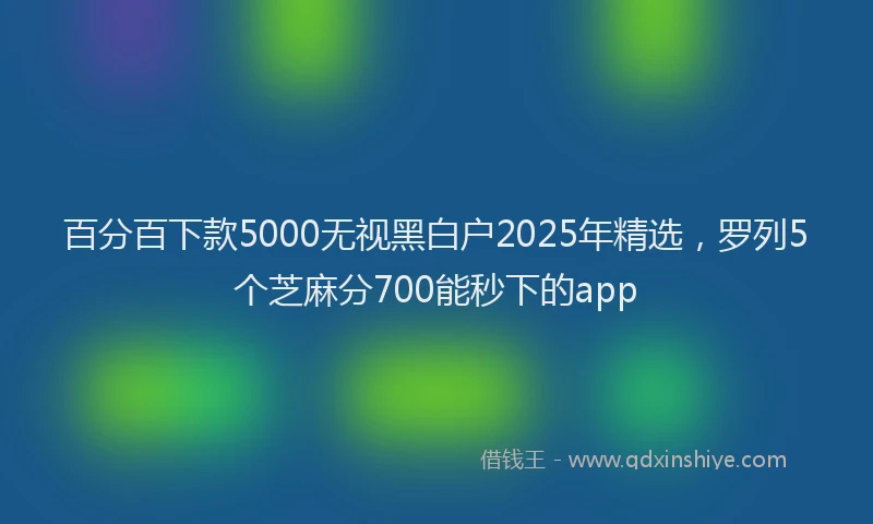 百分百下款5000无视黑白户2025年精选，罗列5个芝麻分700能秒下的app