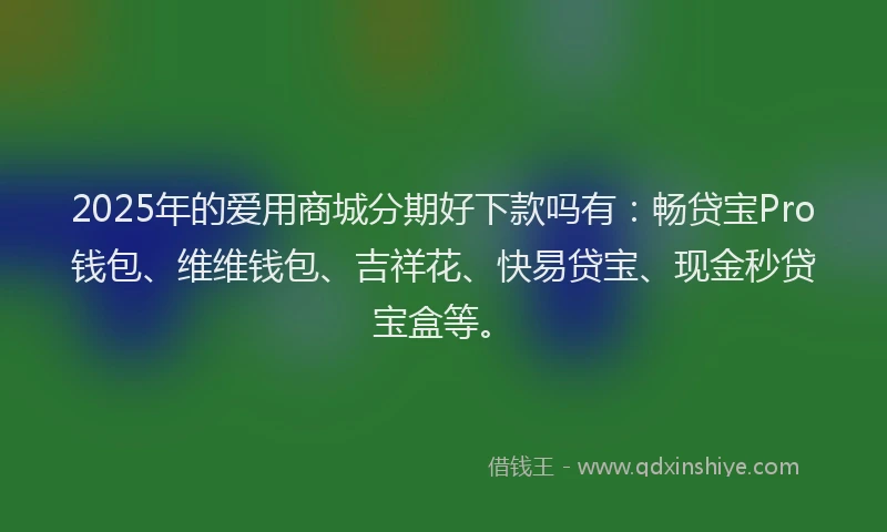 2025年的爱用商城分期好下款吗有：畅贷宝Pro钱包、维维钱包、吉祥花、快易贷宝、现金秒贷宝盒等。