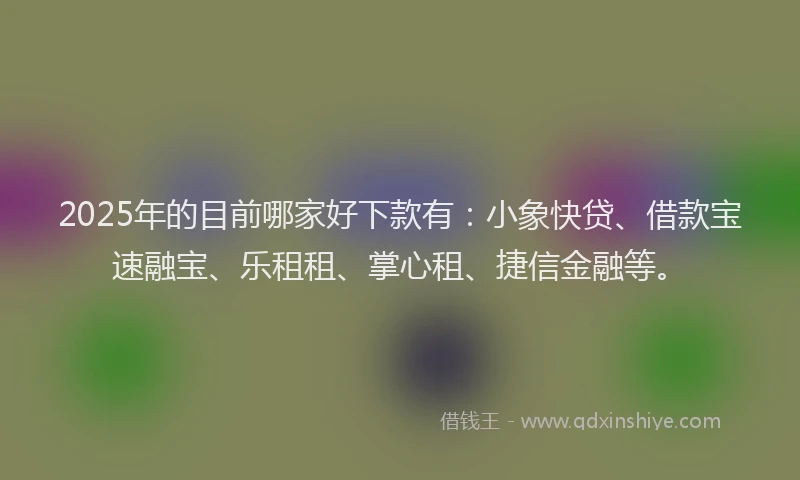 2025年的目前哪家好下款有：小象快贷、借款宝速融宝、乐租租、掌心租、捷信金融等。