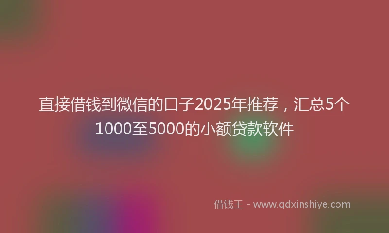 直接借钱到微信的口子2025年推荐，汇总5个1000至5000的小额贷款软件