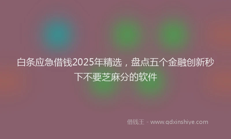 白条应急借钱2025年精选，盘点五个金融创新秒下不要芝麻分的软件