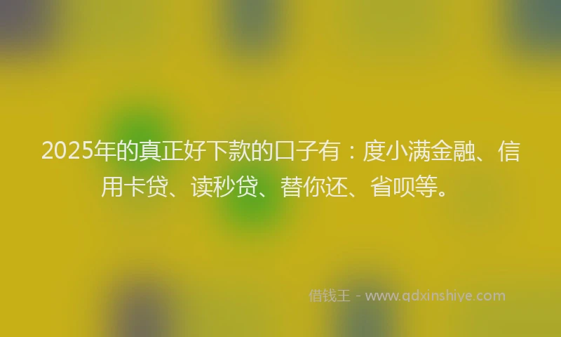 2025年的真正好下款的口子有：度小满金融、信用卡贷、读秒贷、替你还、省呗等。