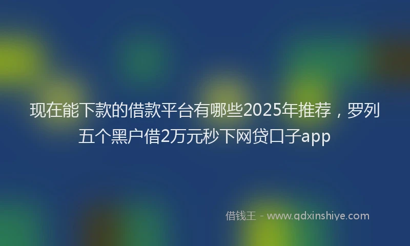 现在能下款的借款平台有哪些2025年推荐，罗列五个黑户借2万元秒下网贷口子app