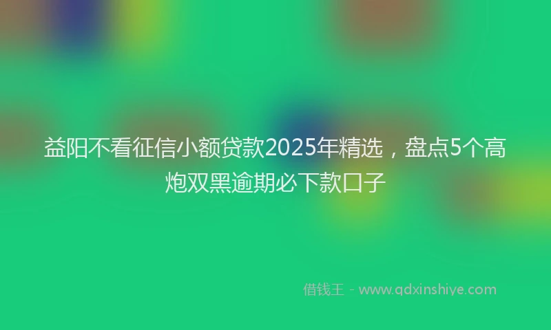 益阳不看征信小额贷款2025年精选，盘点5个高炮双黑逾期必下款口子