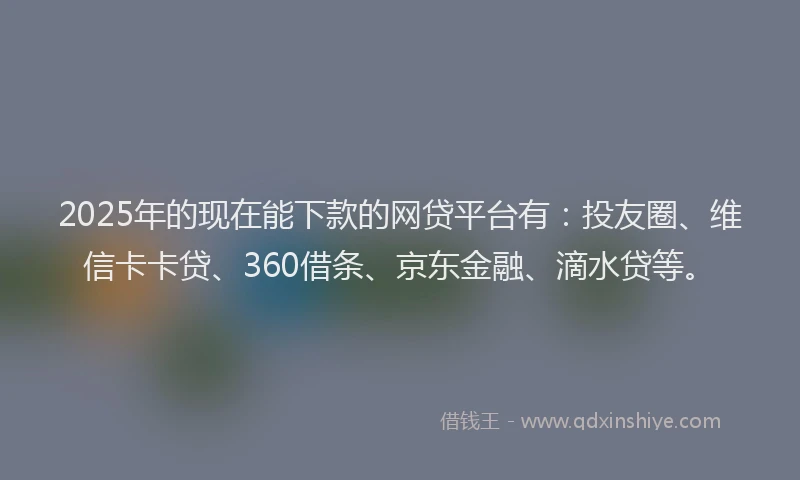 2025年的现在能下款的网贷平台有：投友圈、维信卡卡贷、360借条、京东金融、滴水贷等。