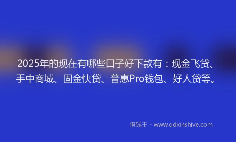 2025年的现在有哪些口子好下款有：现金飞贷、手中商城、固金快贷、普惠Pro钱包、好人贷等。