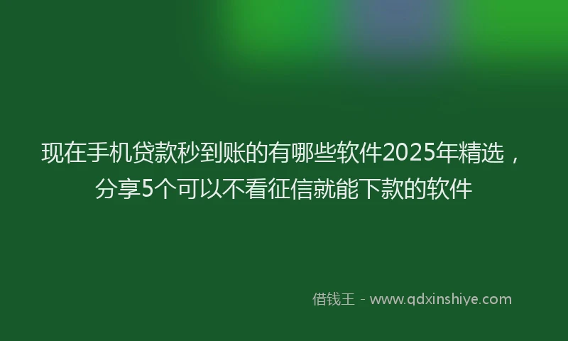 现在手机贷款秒到账的有哪些软件2025年精选，分享5个可以不看征信就能下款的软件