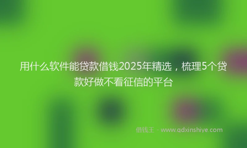 用什么软件能贷款借钱2025年精选，梳理5个贷款好做不看征信的平台