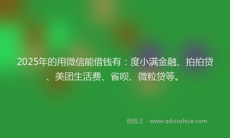 2025年的用微信能借钱有：度小满金融、拍拍贷、美团生活费、省呗、微粒贷等。