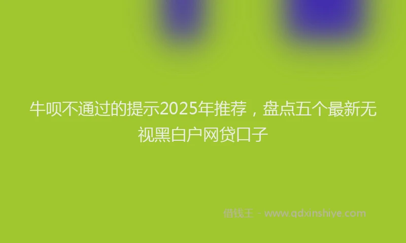 牛呗不通过的提示2025年推荐，盘点五个最新无视黑白户网贷口子