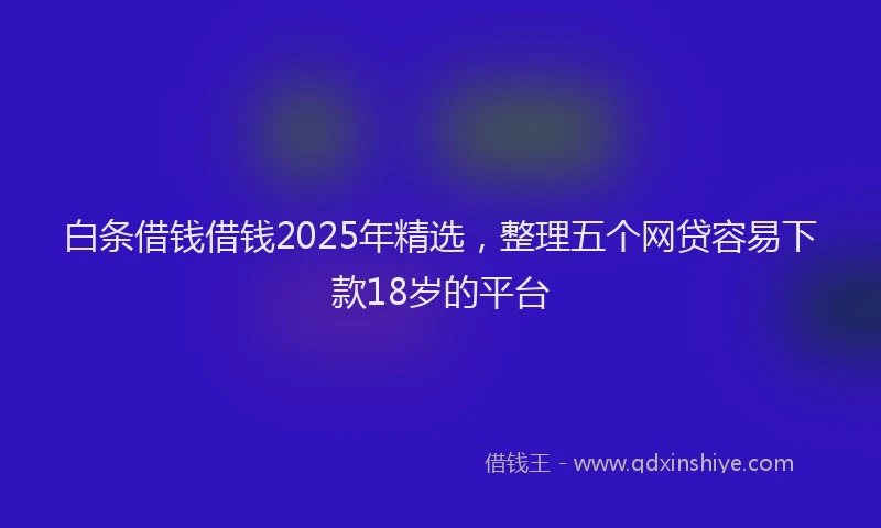 白条借钱借钱2025年精选，整理五个网贷容易下款18岁的平台