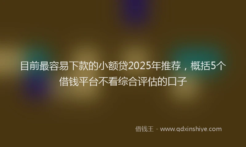 目前最容易下款的小额贷2025年推荐，概括5个借钱平台不看综合评估的口子