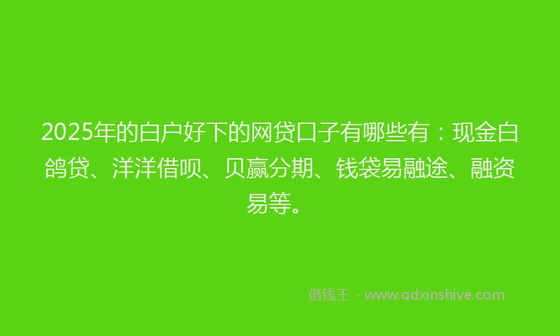 2025年的白户好下的网贷口子有哪些有：现金白鸽贷、洋洋借呗、贝赢分期、钱袋易融途、融资易等。