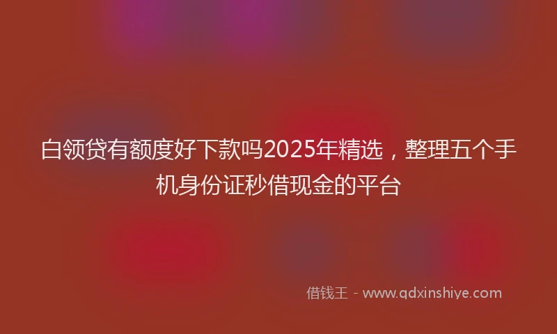 白领贷有额度好下款吗2025年精选，整理五个手机身份证秒借现金的平台